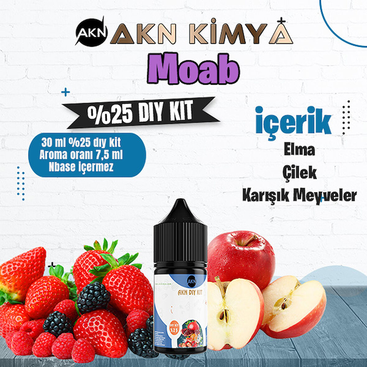 Moab Yoğun Dıy Kit Elma Çilek Gıda Aroması %25 Oranda Aroma İçerir (Hazır Değildir )
