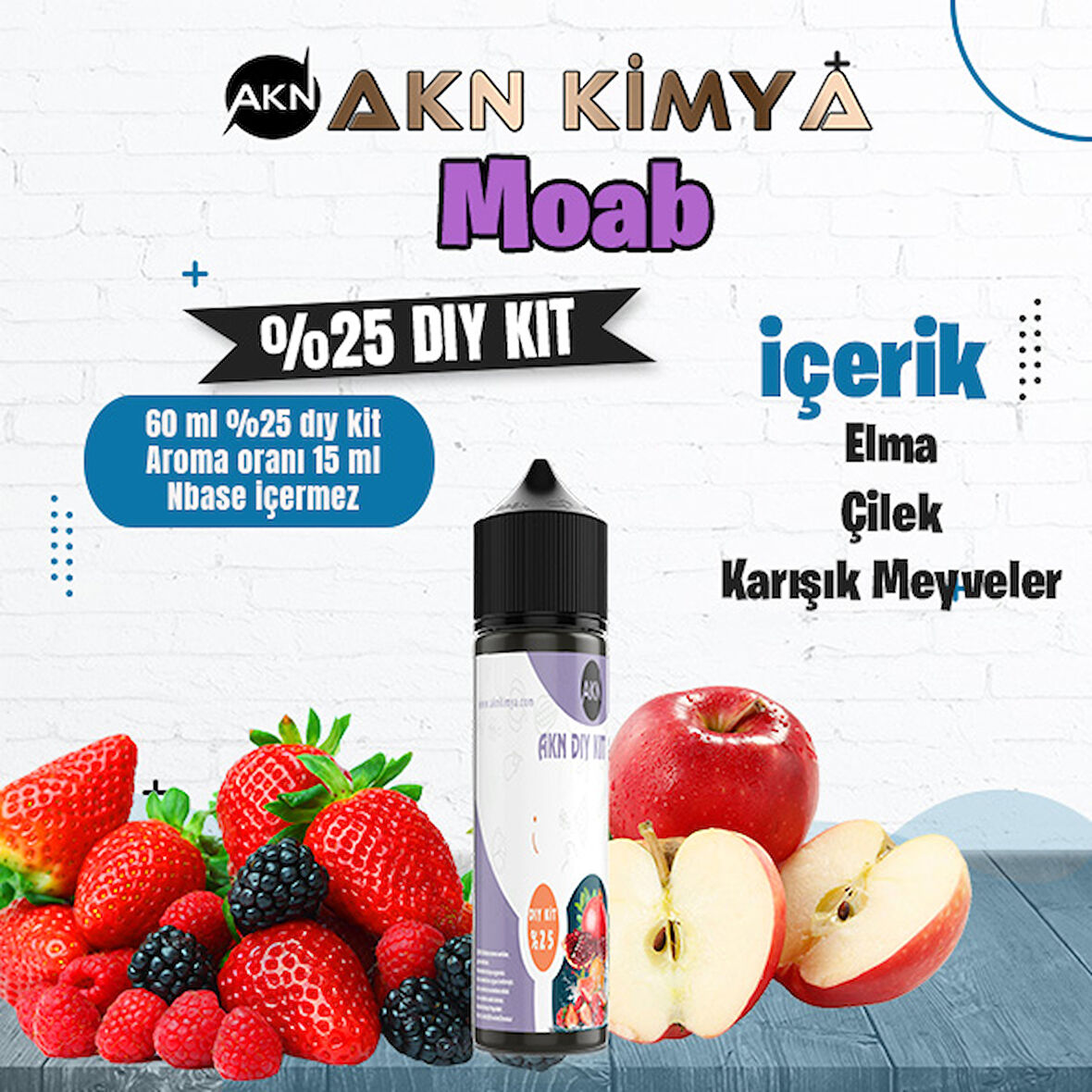 Moab Yoğun Dıy Kit Elma Çilek Gıda Aroması %25 Oranda Aroma İçerir (Hazır Değildir )