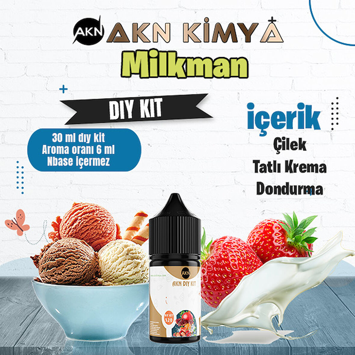 One Hit Wonder Milkman Dıy Kit Çilek Krema Gıda Aroması %20 Oranda Aroma İçerir (Hazır Değildir )
