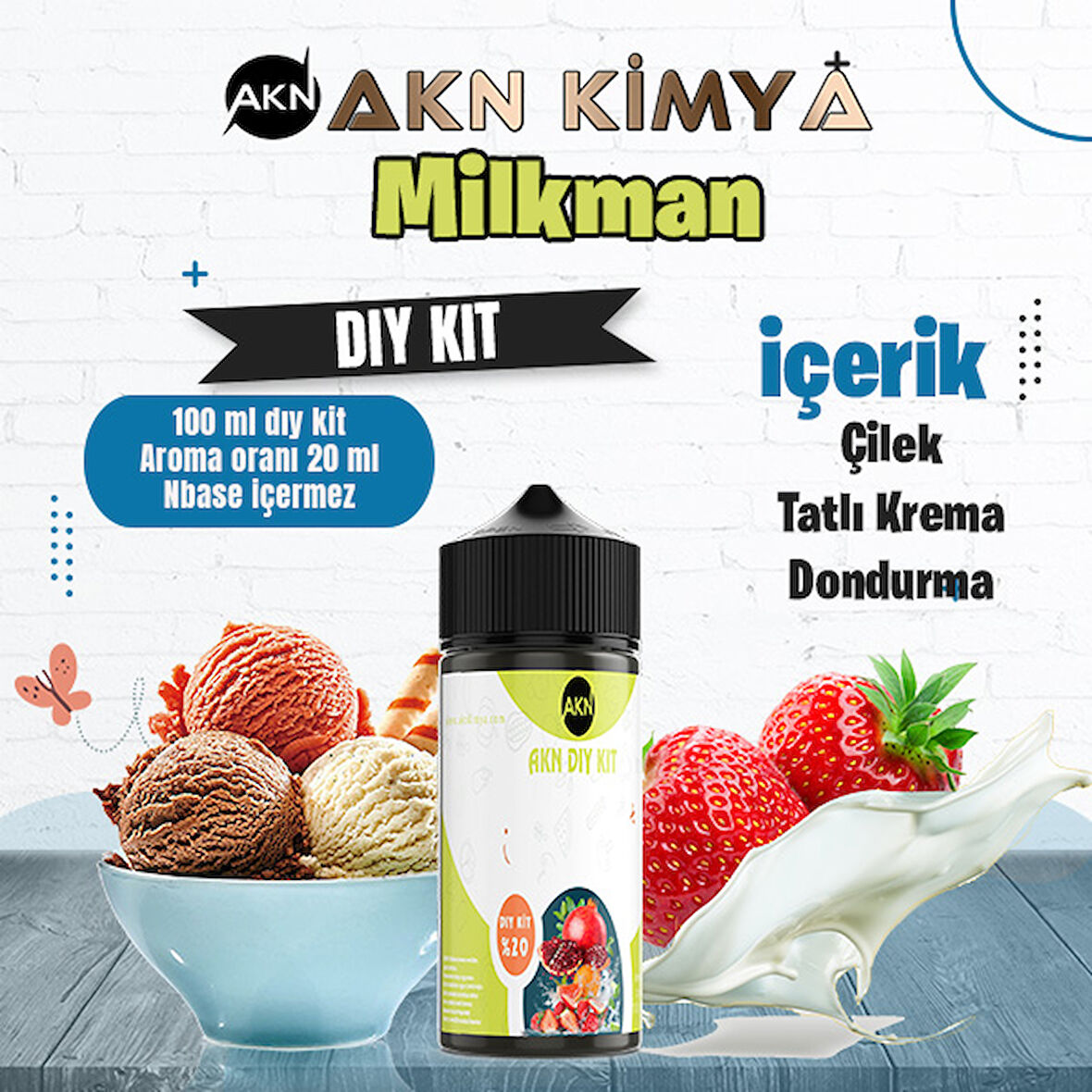 One Hit Wonder Milkman Dıy Kit Çilek Krema Gıda Aroması %20 Oranda Aroma İçerir (Hazır Değildir )
