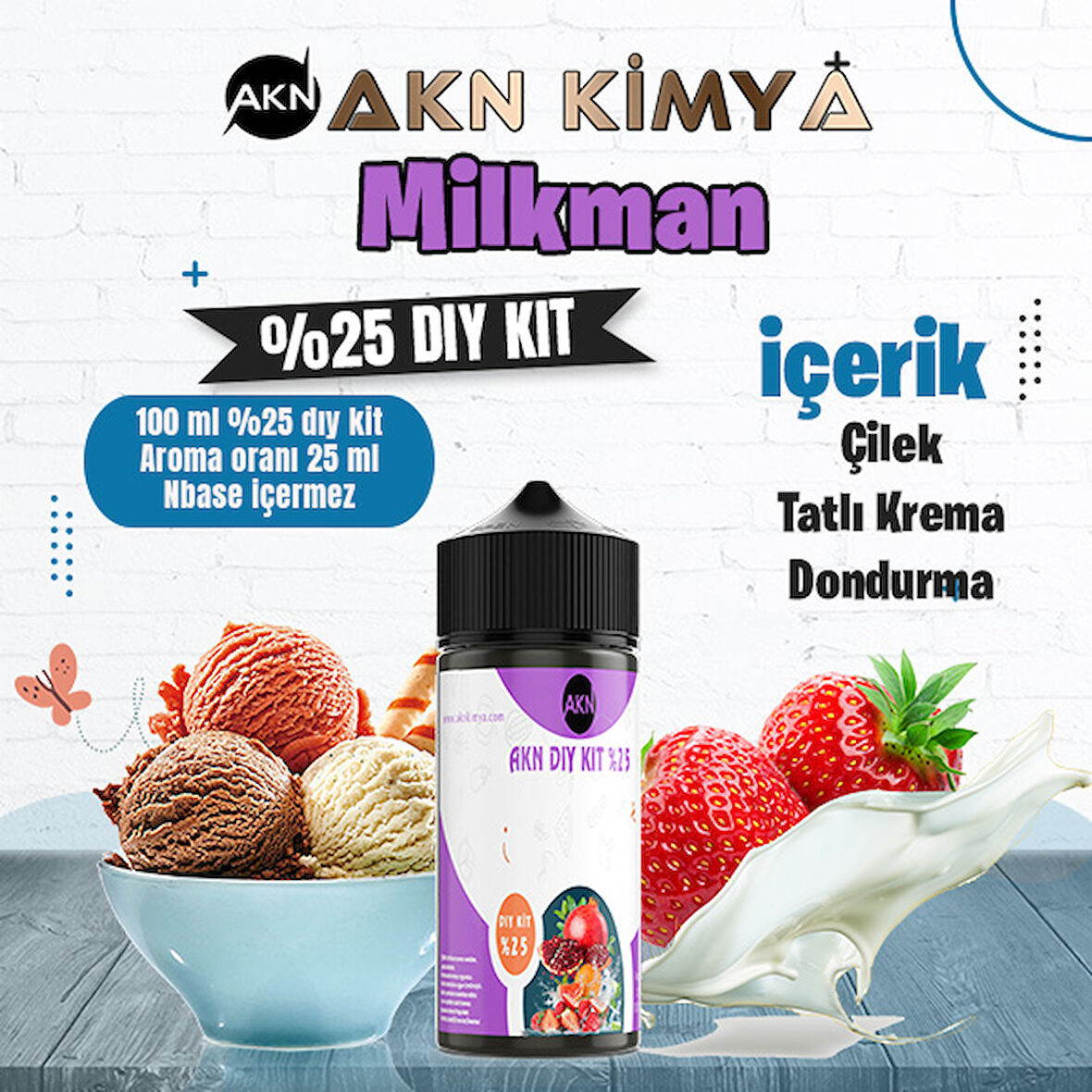 One Hit Wonder Milkman Yoğun Dıy Kit Çilek Krema Gıda Aroması %25 Oranda Aroma İçerir (Hazır Değildir )