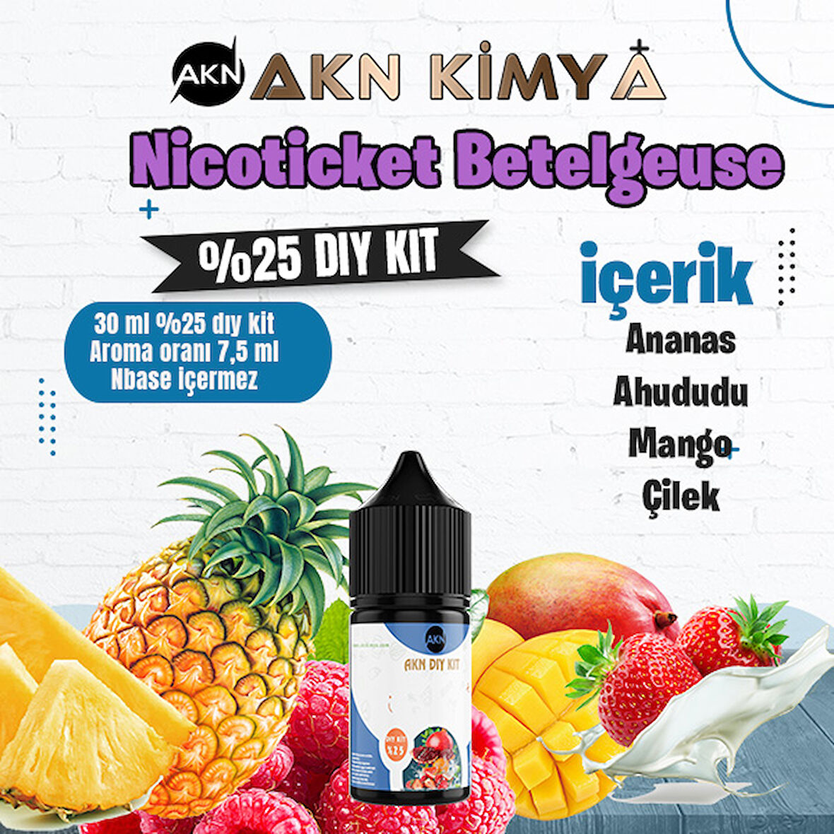 Nicoticket Betelgeuse Yoğun Dıy Kit Çilek Ananas Mango Gıda Aroması %25 Oranda Aroma İçerir (Hazır Değildir )