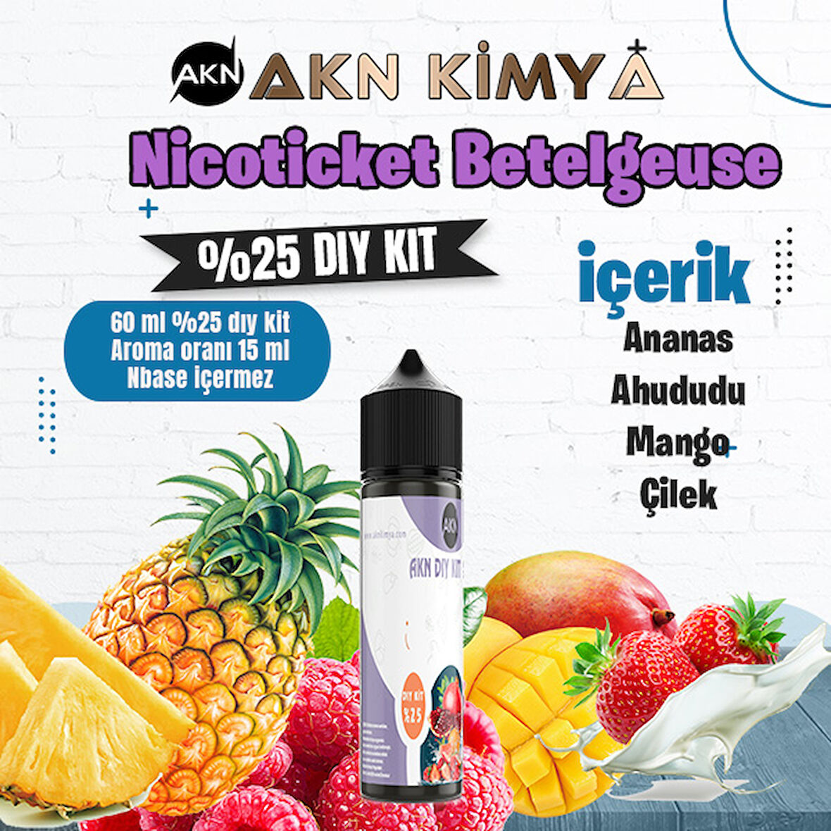 Nicoticket Betelgeuse Yoğun Dıy Kit Çilek Ananas Mango Gıda Aroması %25 Oranda Aroma İçerir (Hazır Değildir )