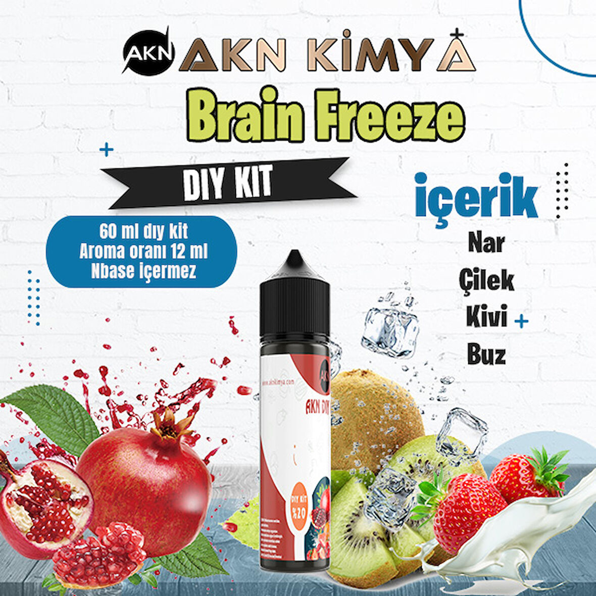 Brain Freeze Naked Dıy Kit Nar Çilek Kivi Buz Gıda Aroması %20 Oranda Aroma İçerir (Hazır Değildir )