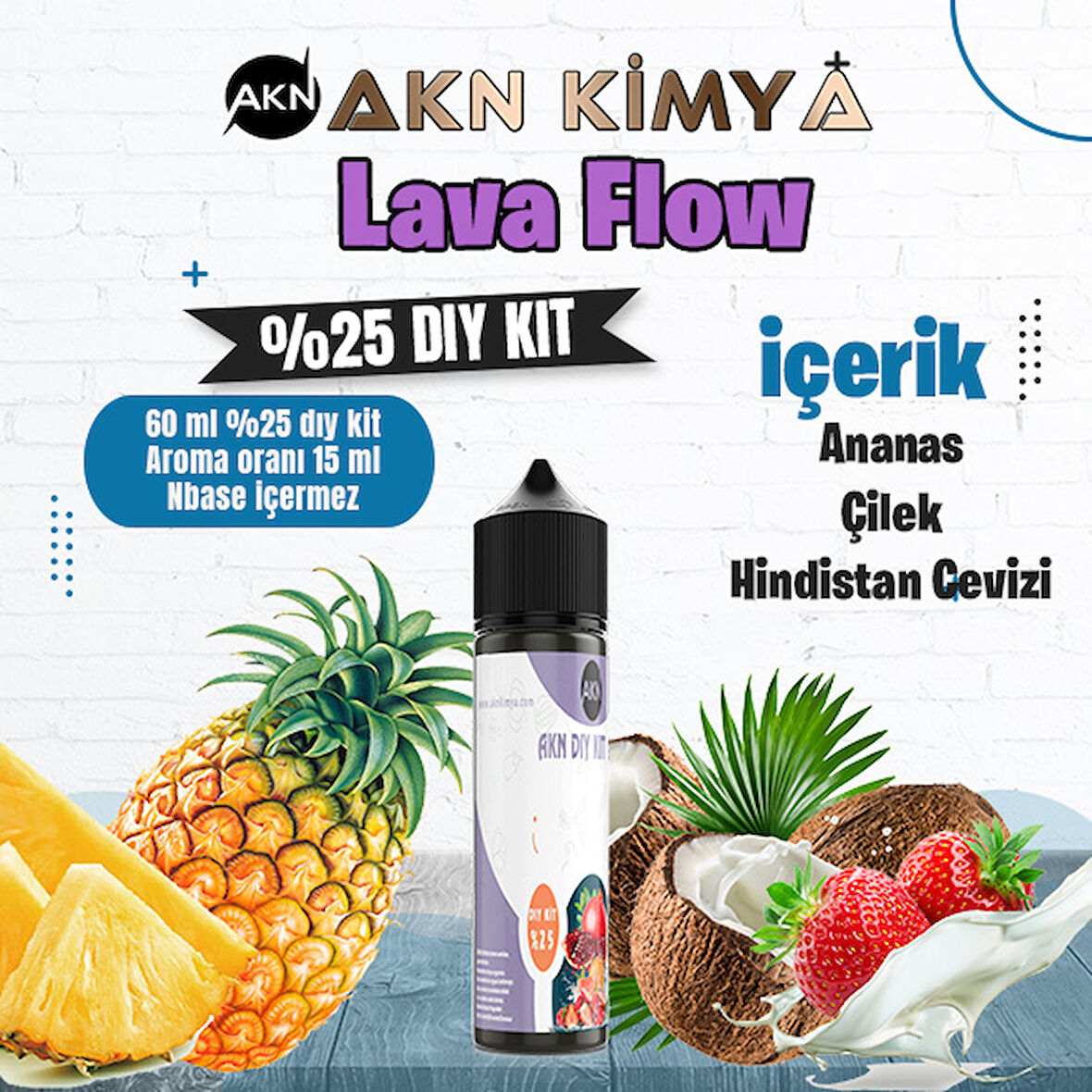 Lava Flow Naked Yoğun Dıy Kit Çilek Ananas Hindistan Cevizi Gıda Aroması %25 Oranda Aroma İçerir (Hazır Değildir )