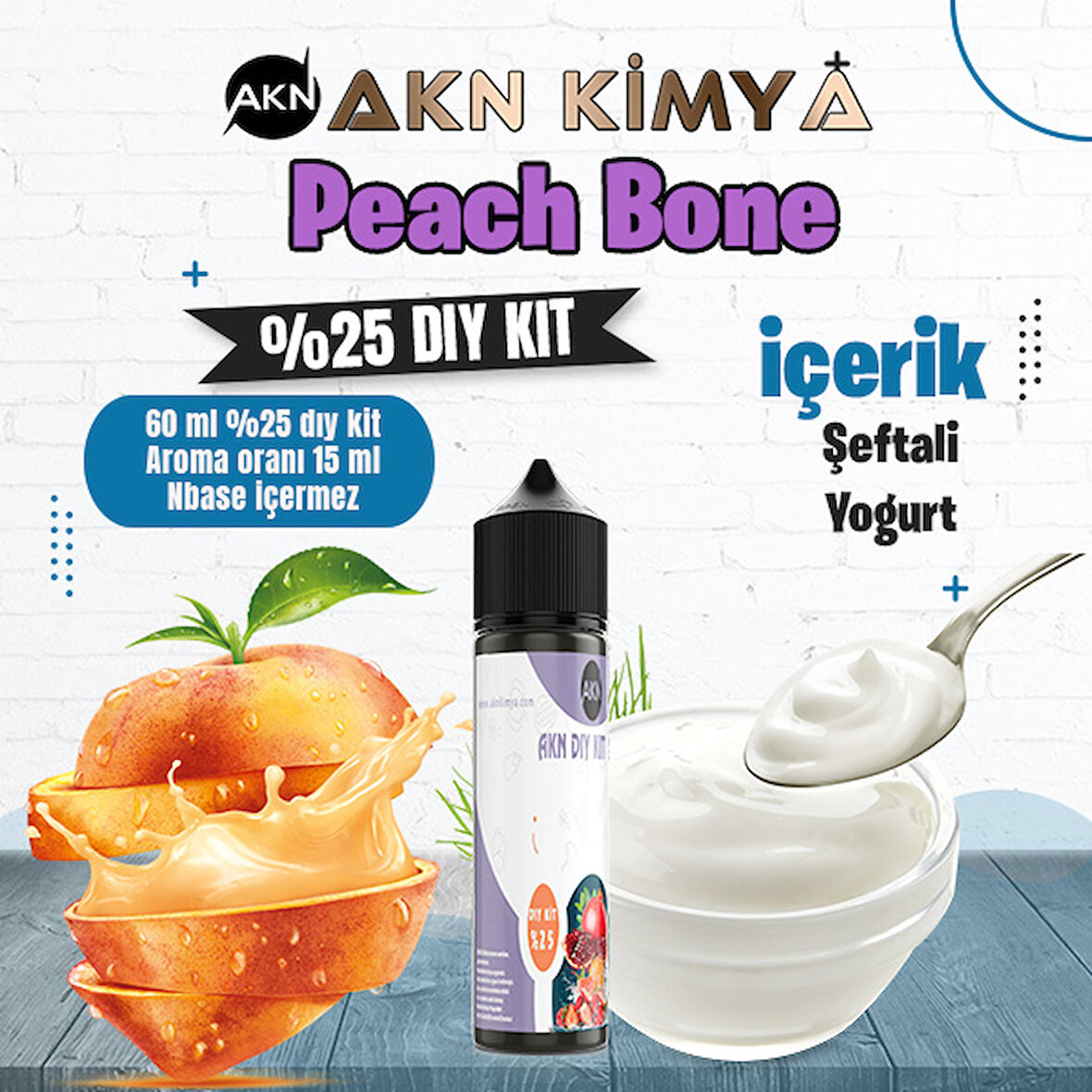 Peach Bone Yoğun Dıy Kit Şeftali Yogurt Gıda Aroması %25 Oranda Aroma İçerir (Hazır Değildir )