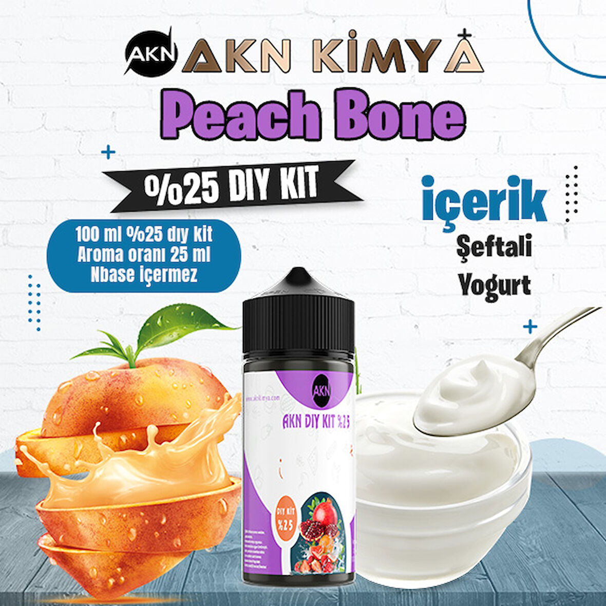 Peach Bone Yoğun Dıy Kit Şeftali Yogurt Gıda Aroması %25 Oranda Aroma İçerir (Hazır Değildir )