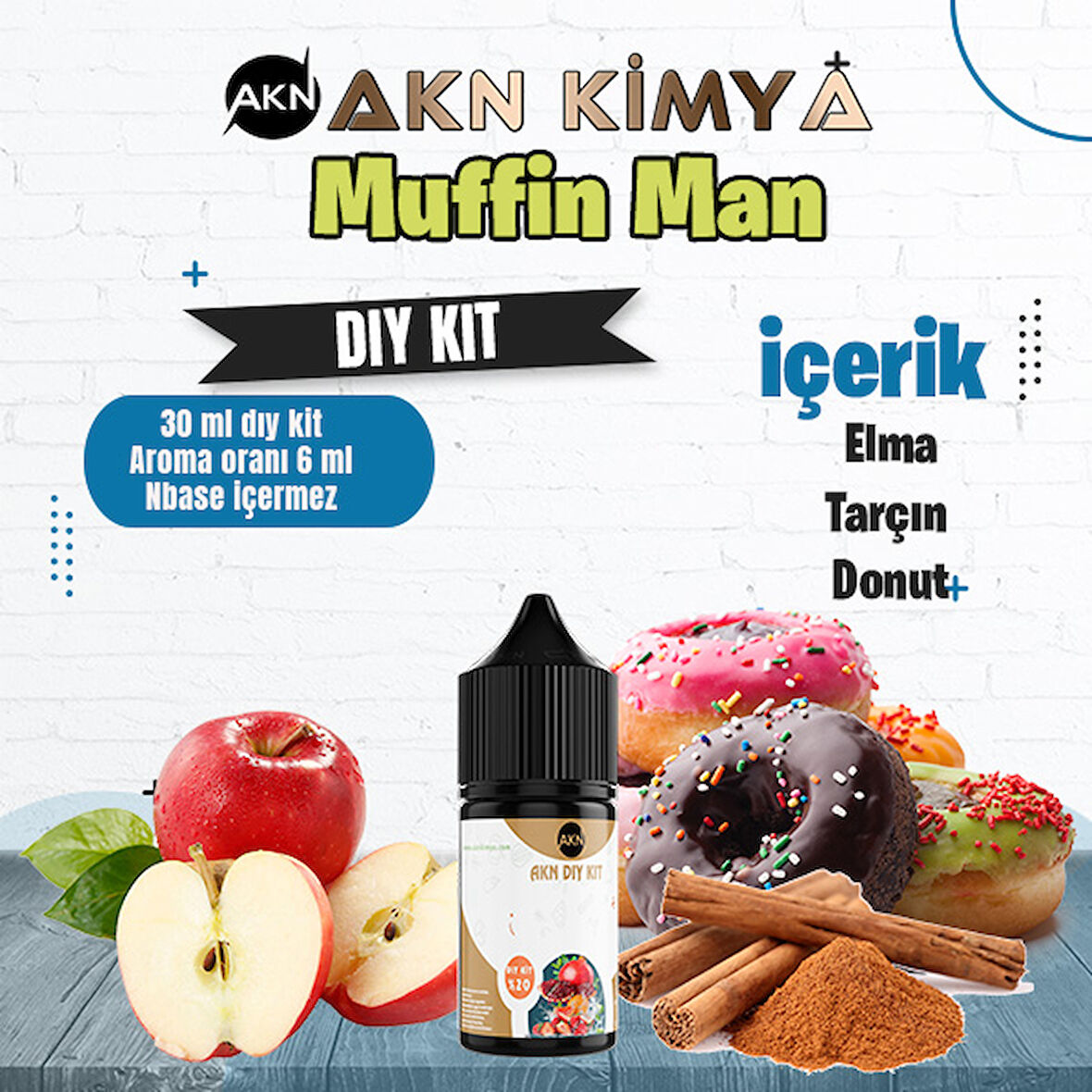 One Hit Wonder Muffin Man Dıy Kit Elma Tarçın Donut Gıda Aroması %20 Oranda Aroma İçerir (Hazır Değildir )