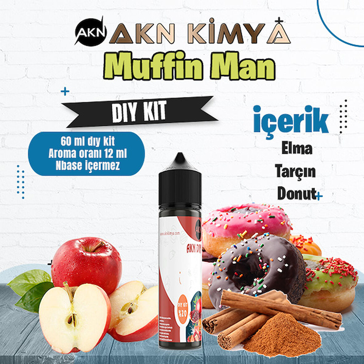 One Hit Wonder Muffin Man Dıy Kit Elma Tarçın Donut Gıda Aroması %20 Oranda Aroma İçerir (Hazır Değildir )