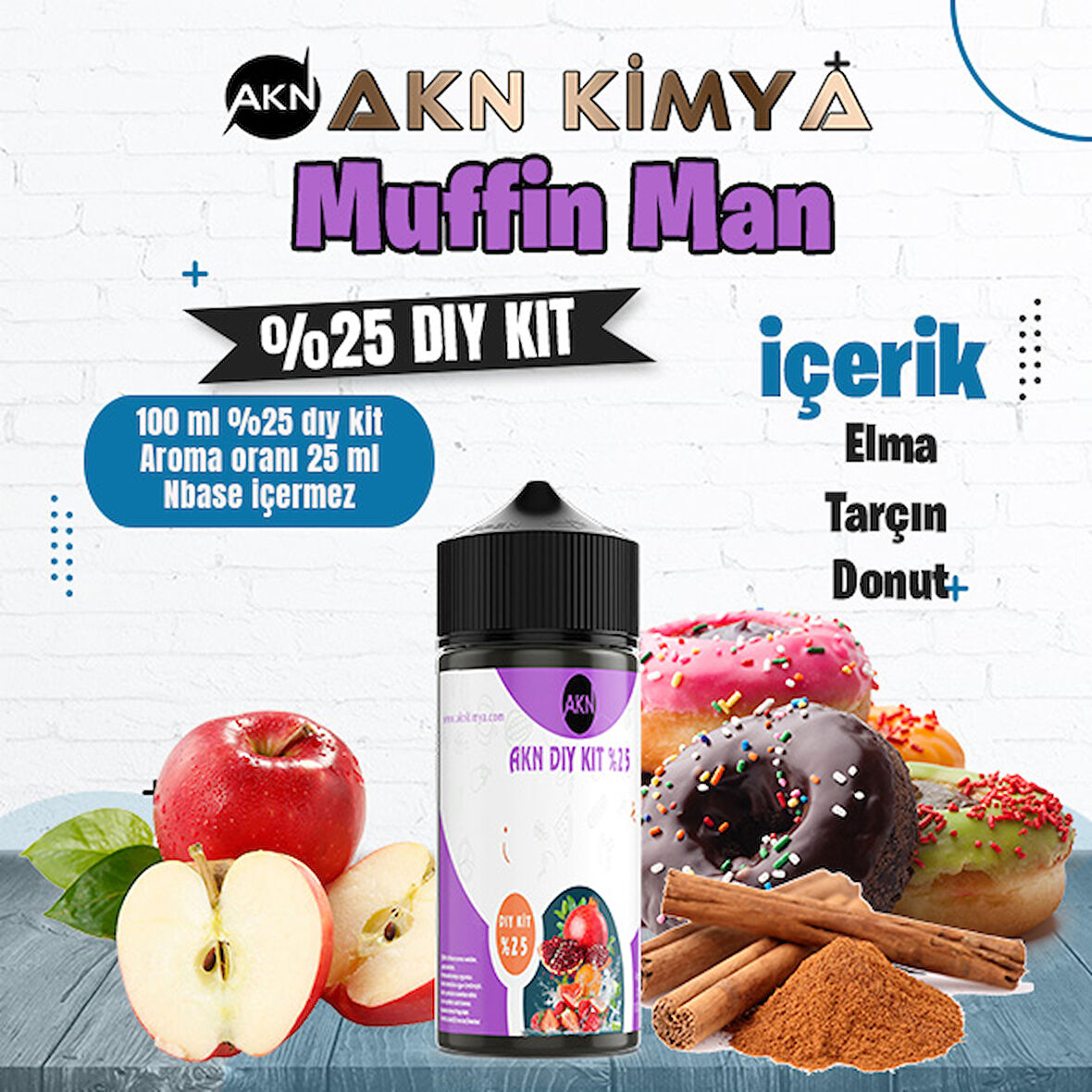 One Hit Wonder Muffin Man Yoğun Dıy Kit Elma Tarçın Donut Gıda Aroması %25 Oranda Aroma İçerir (Hazır Değildir )