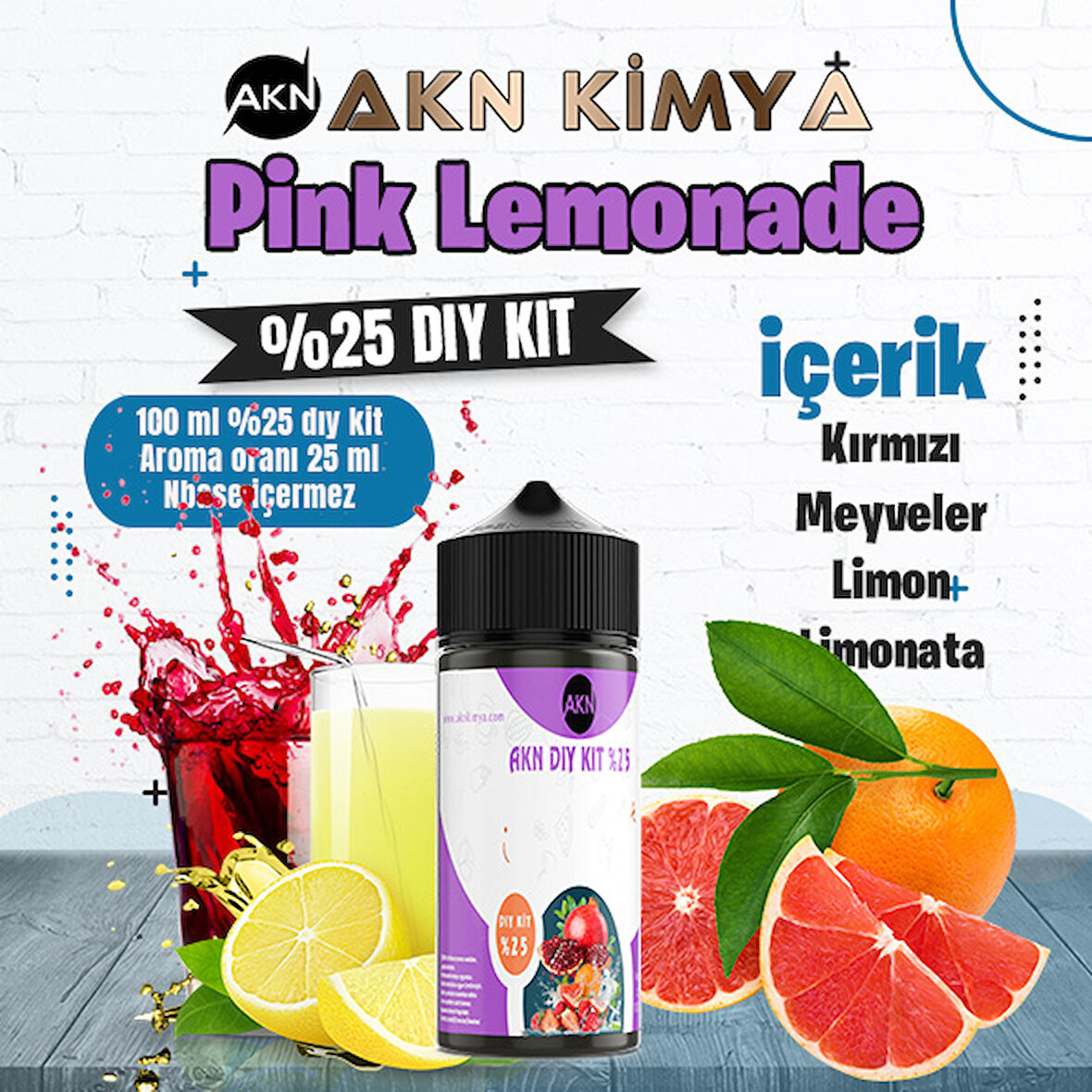 Pink Lemonade Yoğun Dıy Kit Kırmızı Meyveler Limon Gıda Aroması %25 Oranda Aroma İçerir (Hazır Değildir )