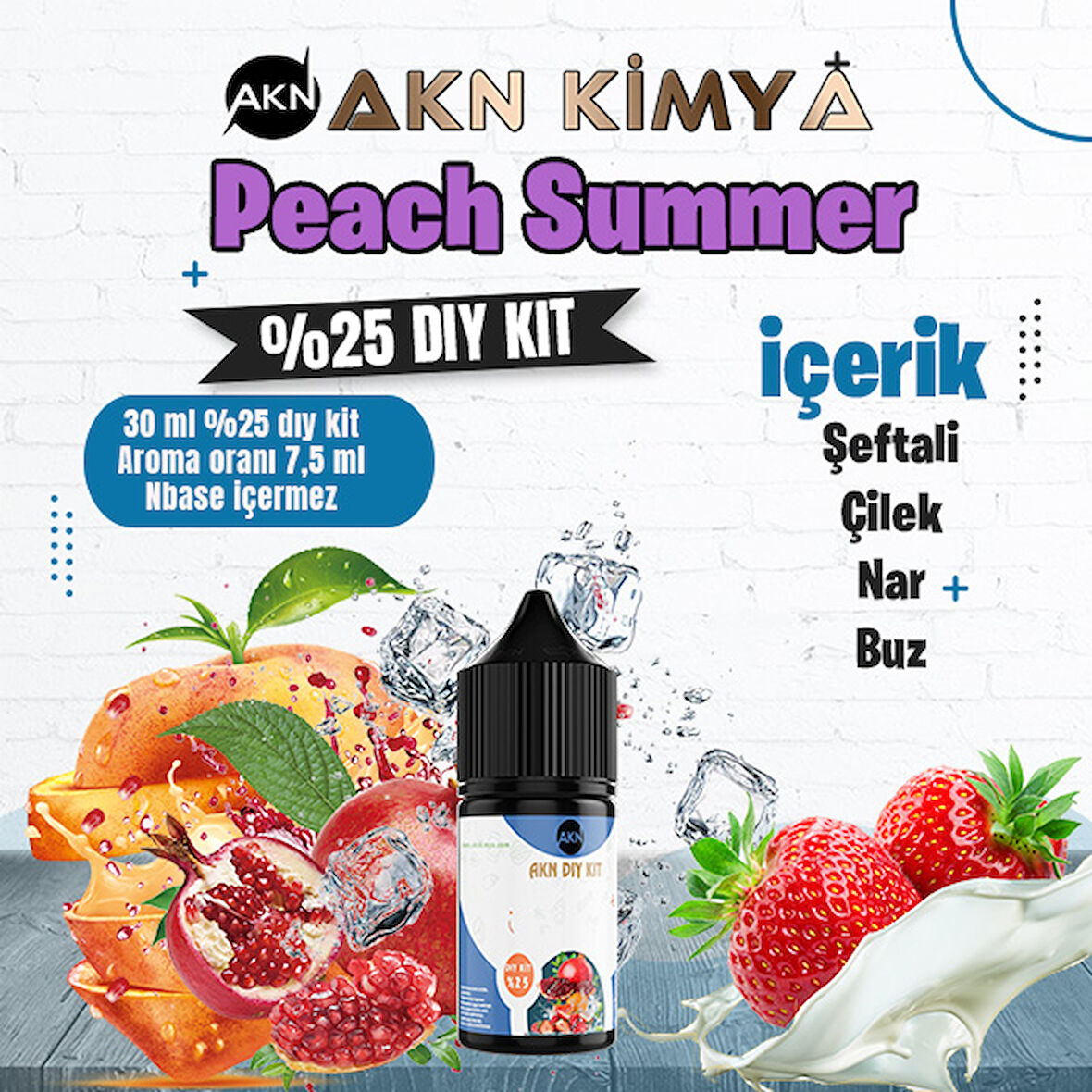 Peach Summer Yoğun Dıy Kit Şeftali Çilek Nar Buz Gıda Aroması %25 Oranda Aroma İçerir (Hazır Değildir )