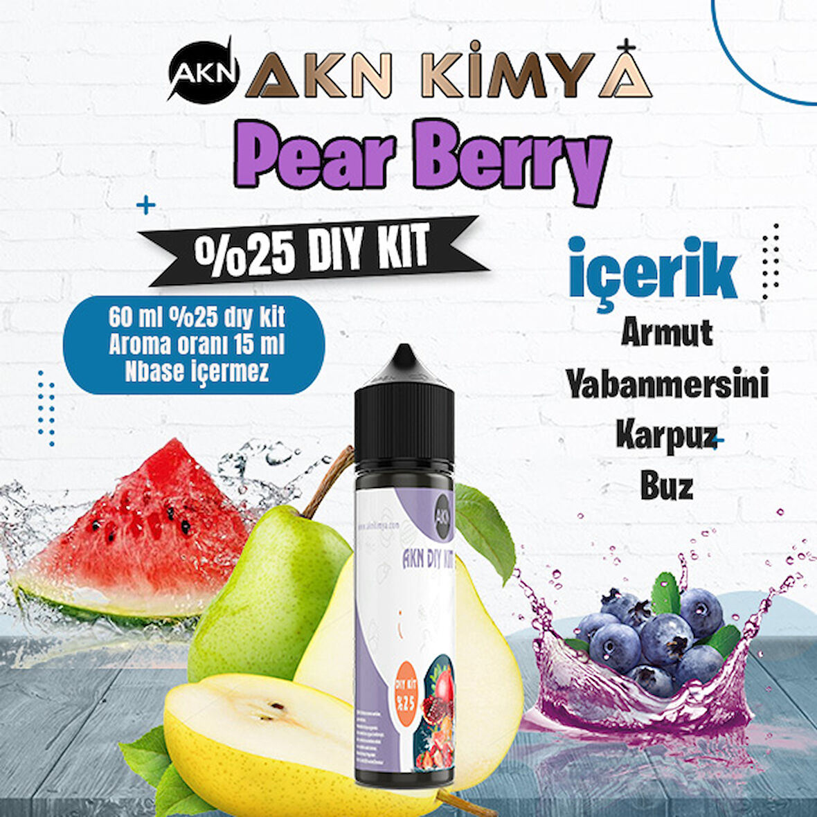 Pear Berry Yoğun Dıy Kit Armut Yabanmersini Karpuz Buz Gıda Aroması %25 Oranda Aroma İçerir (Hazır Değildir )