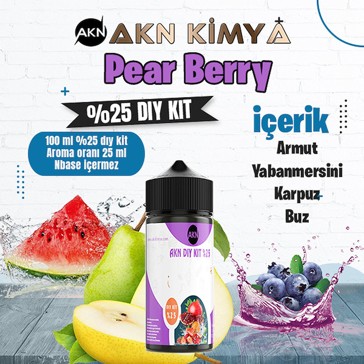 Pear Berry Yoğun Dıy Kit Armut Yabanmersini Karpuz Buz Gıda Aroması %25 Oranda Aroma İçerir (Hazır Değildir )