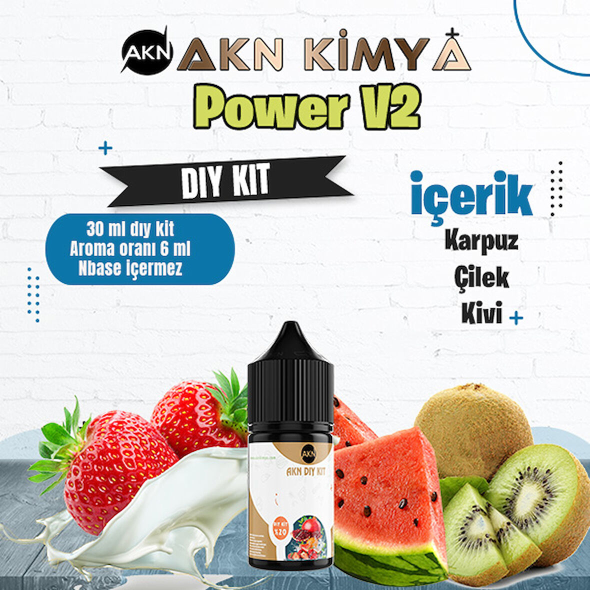 Power V2 Dıy Kit Karpuz Çilek Kivi Gıda Aroması %20 Oranda Aroma İçerir (Hazır Değildir )