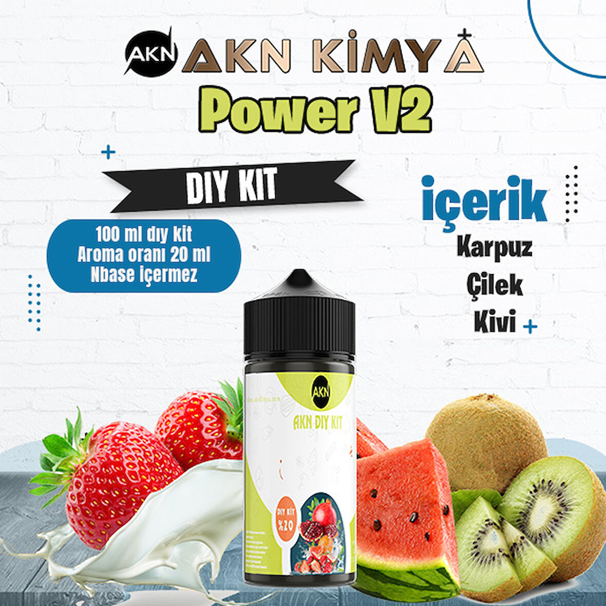 Power V2 Dıy Kit Karpuz Çilek Kivi Gıda Aroması %20 Oranda Aroma İçerir (Hazır Değildir )
