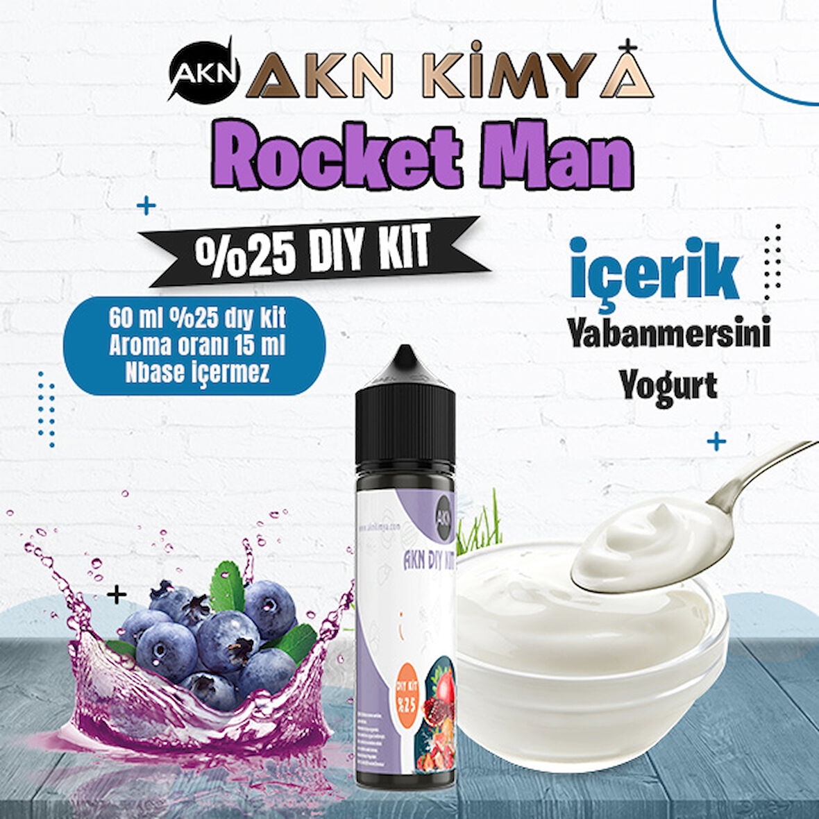 One Hit Wonder Rocket Man Yoğun Dıy Kit Yabanmersini Yogurt Gıda Aroması %25 Oranda Aroma İçerir (Hazır Değildir )