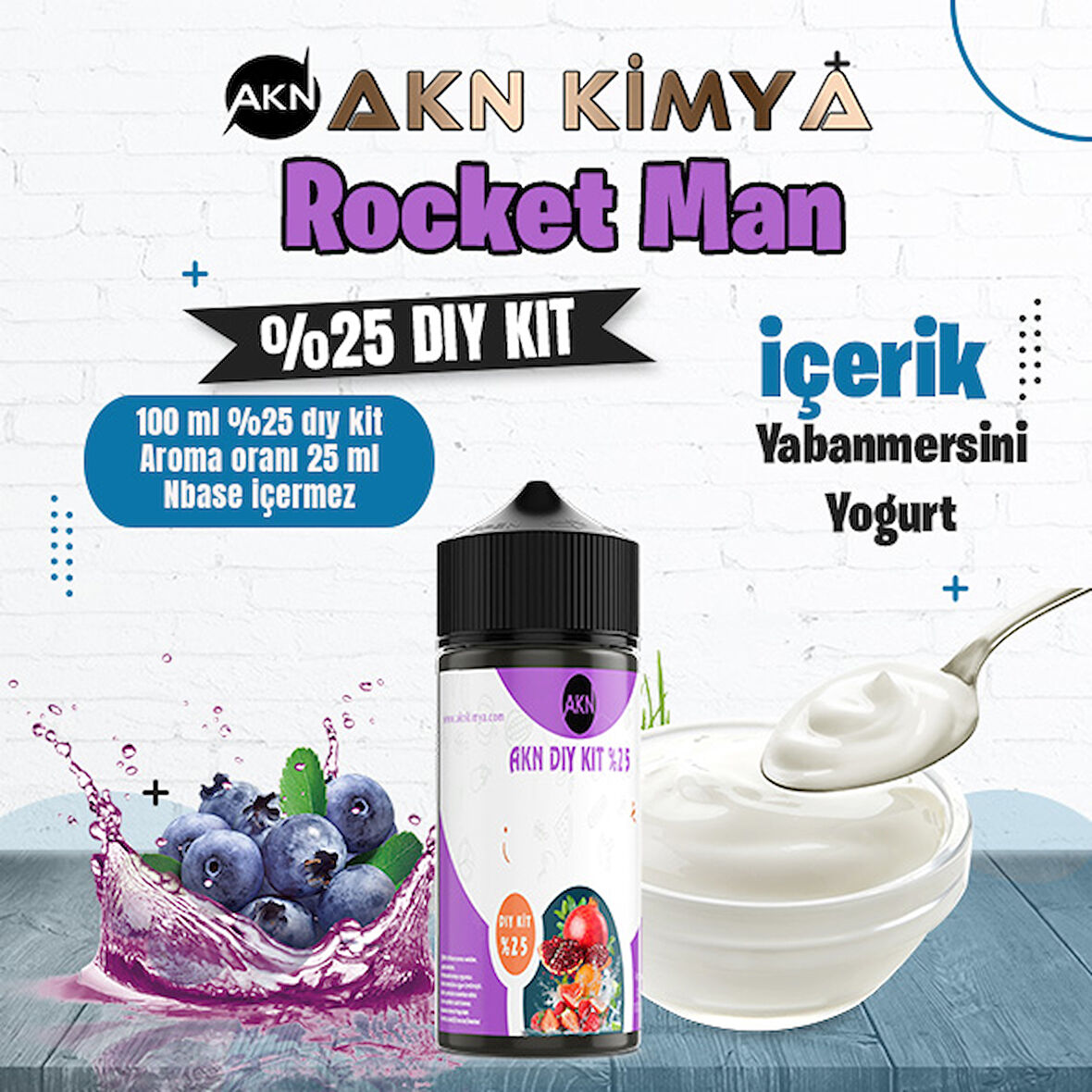 One Hit Wonder Rocket Man Yoğun Dıy Kit Yabanmersini Yogurt Gıda Aroması %25 Oranda Aroma İçerir (Hazır Değildir )