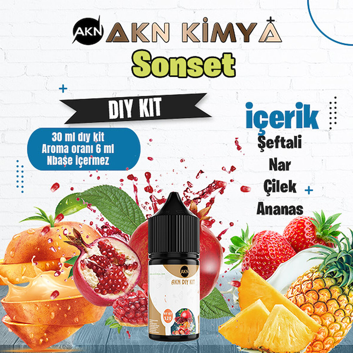 Sonset Dıy Kit Şeftali Çilek Ananas Gıda Aroması %20 Oranda Aroma İçerir (Hazır Değildir )