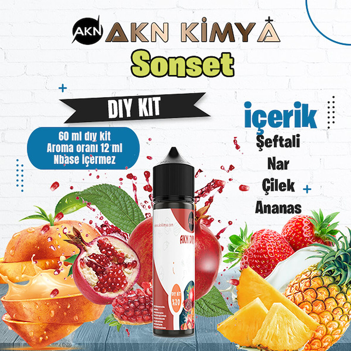 Sonset Dıy Kit Şeftali Çilek Ananas Gıda Aroması %20 Oranda Aroma İçerir (Hazır Değildir )