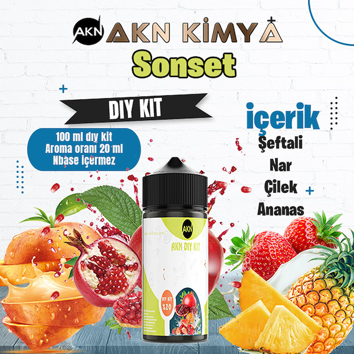 Sonset Dıy Kit Şeftali Çilek Ananas Gıda Aroması %20 Oranda Aroma İçerir (Hazır Değildir )
