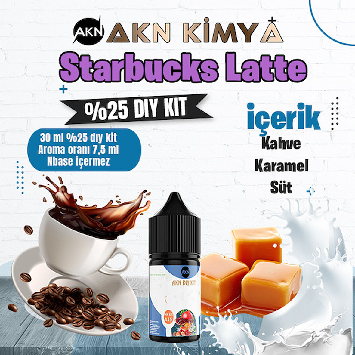 Starbucks Latte Yoğun Dıy Kit Kahve Karamel Süt Gıda Aroması %25 Oranda Aroma İçerir (Hazır Değildir )