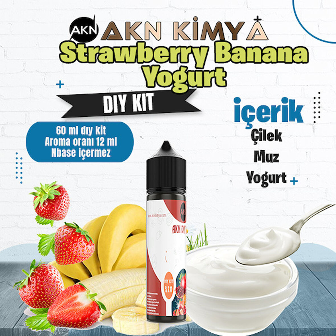 Strawberry Banana Yoğurt Dıy Kit Çilek Muz Yogurt Gıda Aroması %20 Oranda Aroma İçerir (Hazır Değildir )