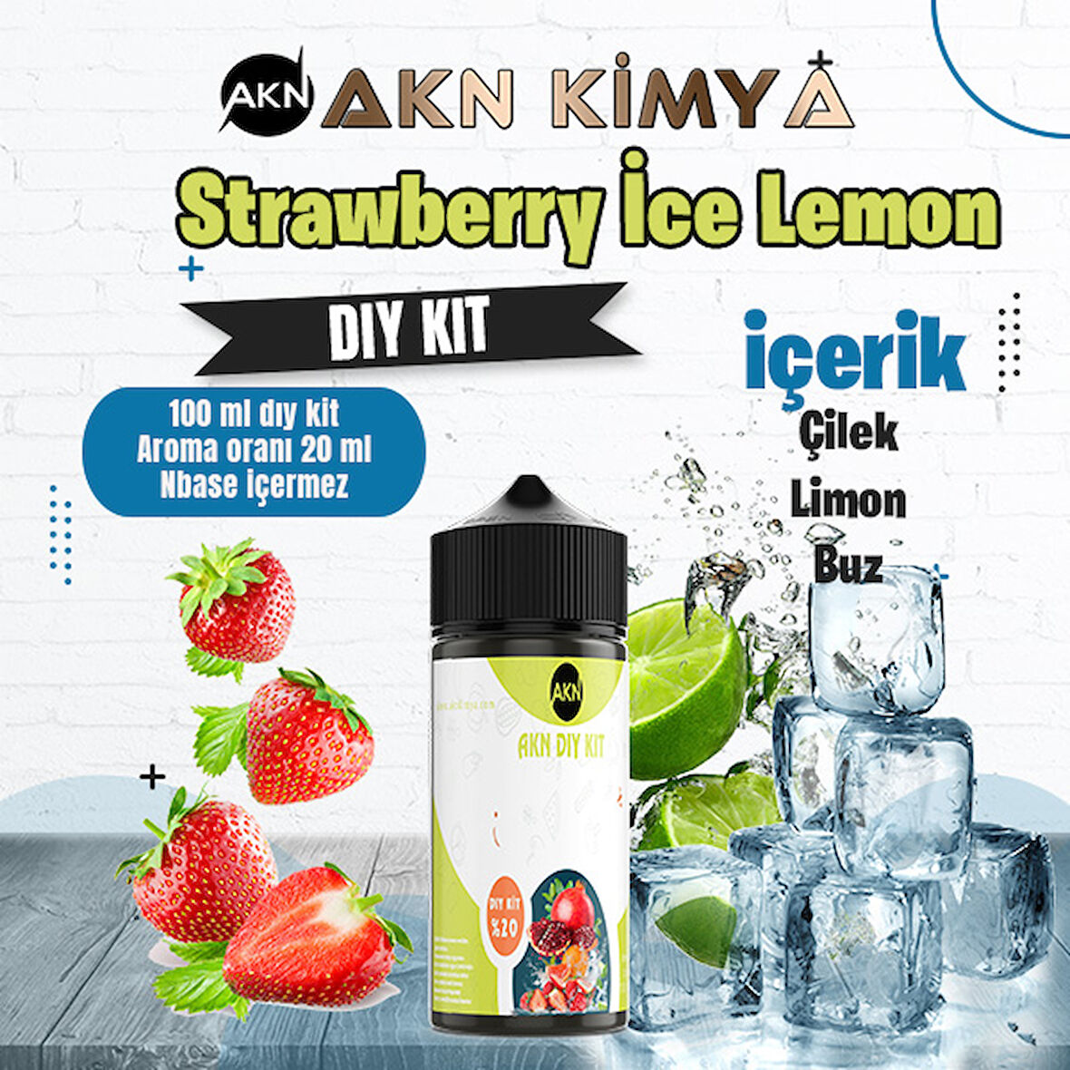 Strawberry Ice Lemon Dıy Kit Çilek Limon Buz  Gıda Aroması %20 Oranda Aroma İçerir (Hazır Değildir )