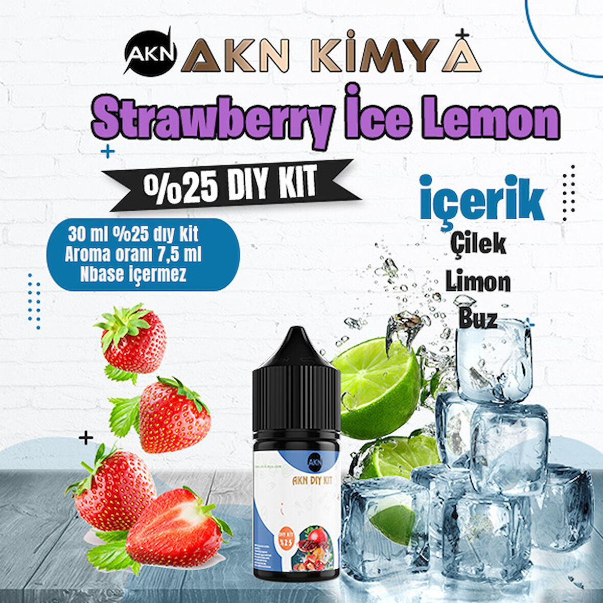 Strawberry Ice Lemon Yoğun Dıy Kit Çilek Limon Buz  Gıda Aroması %25 Oranda Aroma İçerir (Hazır Değildir )