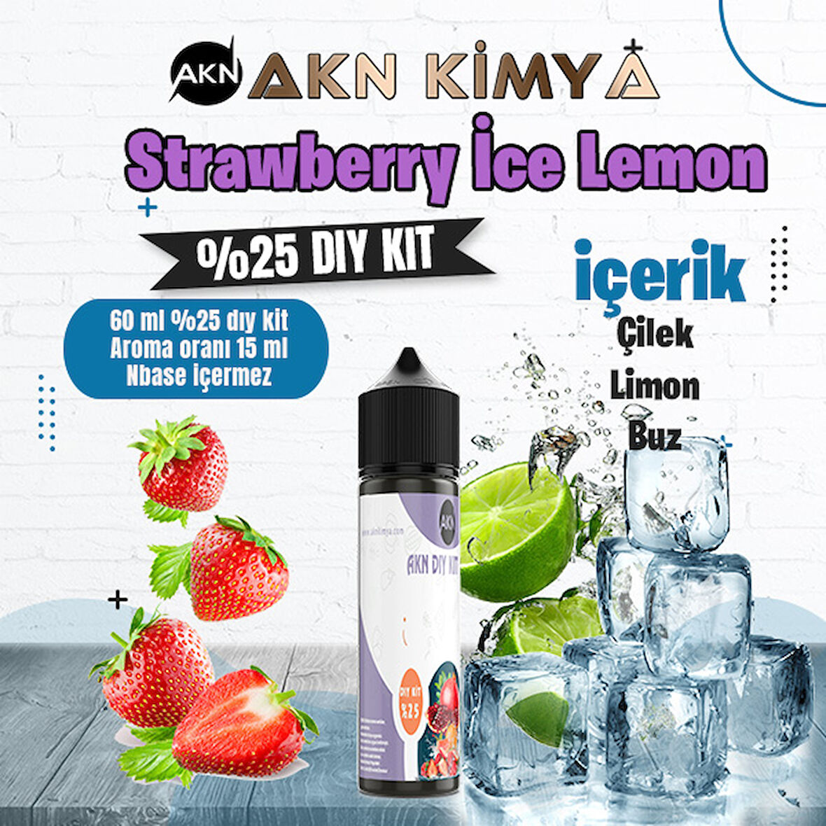 Strawberry Ice Lemon Yoğun Dıy Kit Çilek Limon Buz  Gıda Aroması %25 Oranda Aroma İçerir (Hazır Değildir )