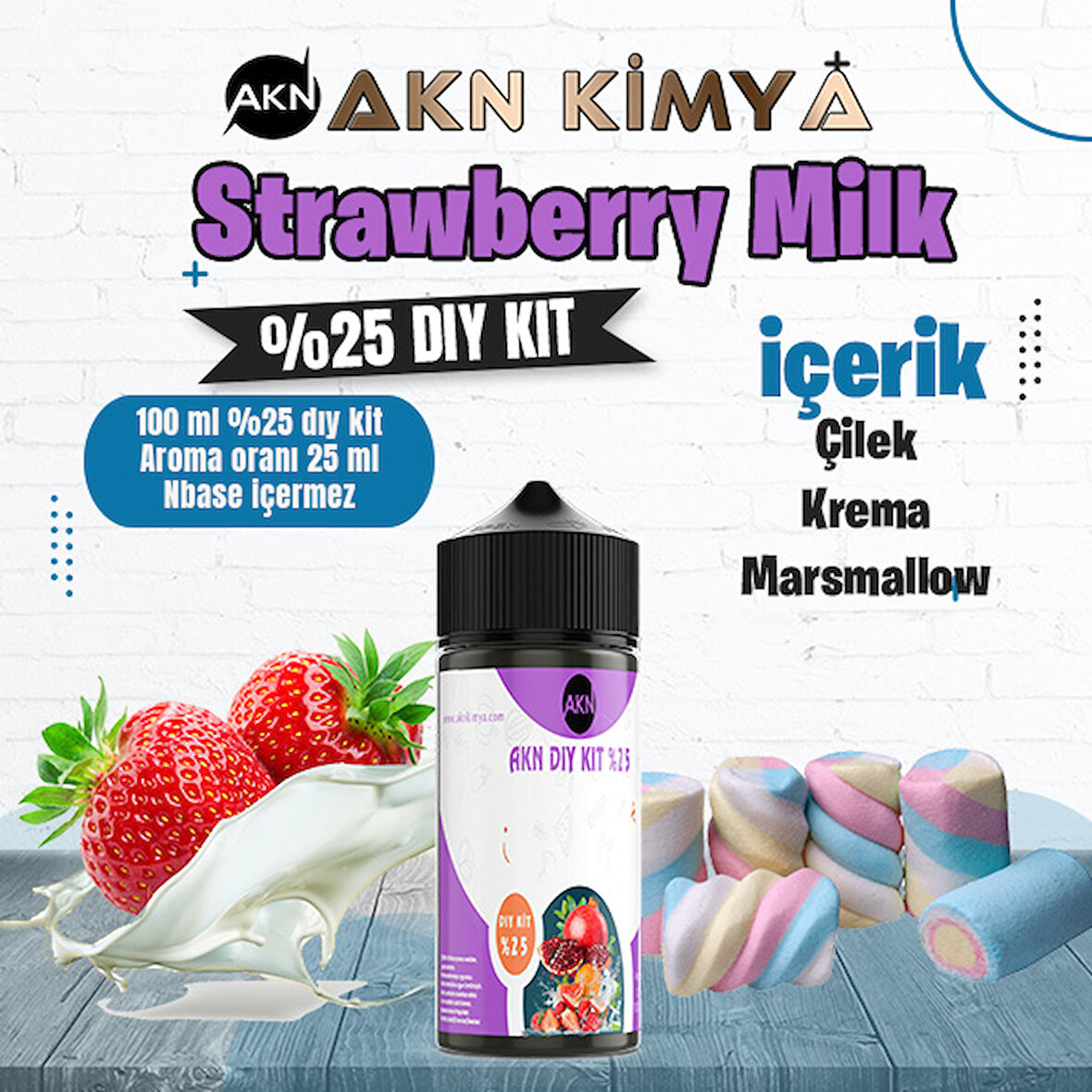 Strawberry Milk Yoğun Dıy Kit Çilek Süt Gıda Aroması %25 Oranda Aroma İçerir (Hazır Değildir )