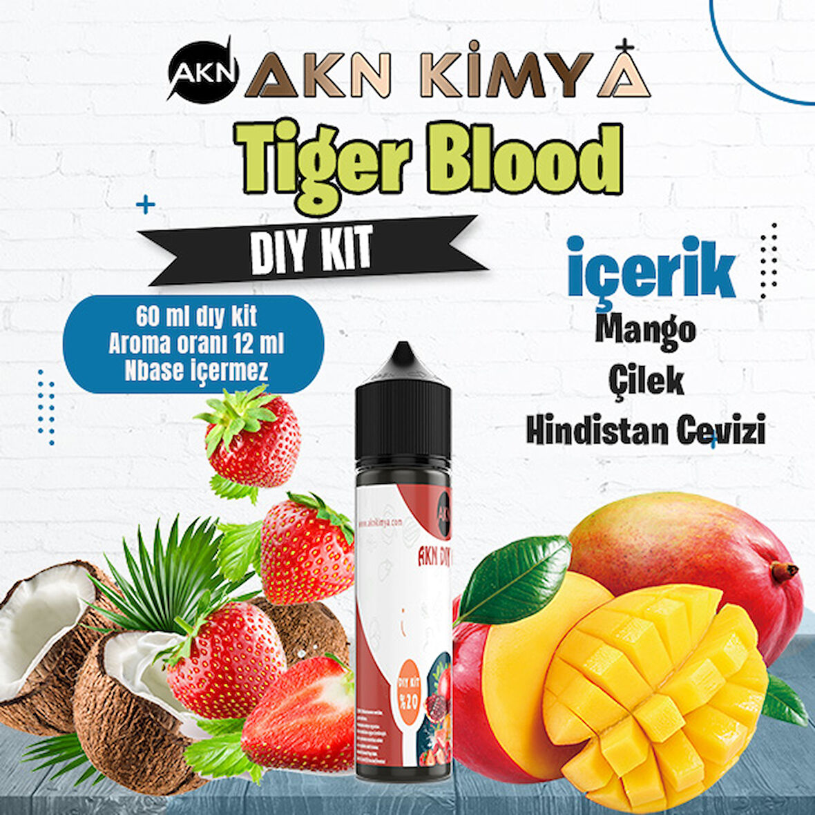 Tiger Blood Dıy Kit Mango Çilek Hindistan Cevizi Gıda Aroması %20 Oranda Aroma İçerir (Hazır Değildir )