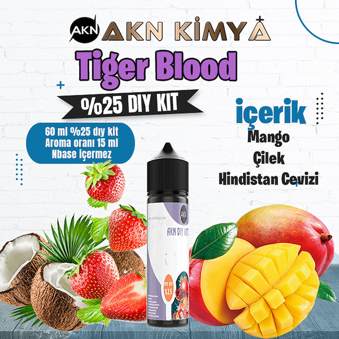 Tiger Blood Yoğun Dıy Kit Mango Çilek Hindistan Cevizi  Gıda Aroması %25 Oranda Aroma İçerir (Hazır Değildir )