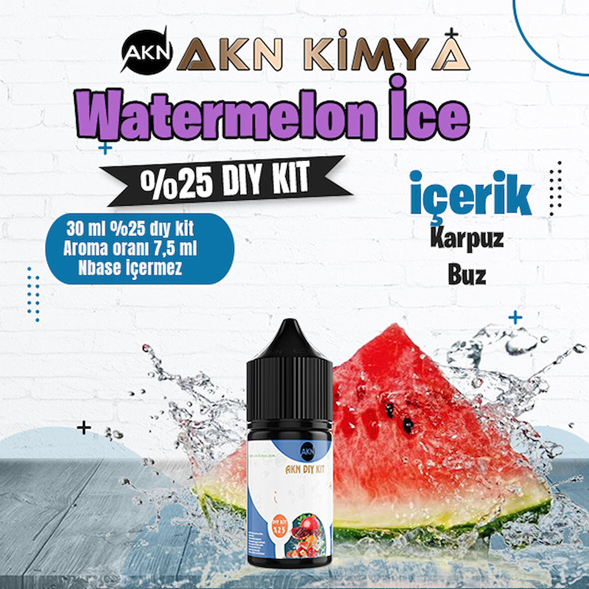 Watermelon Ice Yoğun Dıy Kit Karpuz Buz Gıda Aroması %25 Oranda Aroma İçerir (Hazır Değildir )