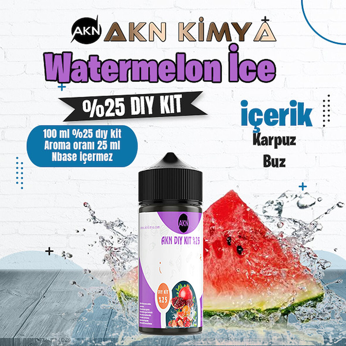 Watermelon Ice Yoğun Dıy Kit Karpuz Buz Gıda Aroması %25 Oranda Aroma İçerir (Hazır Değildir )