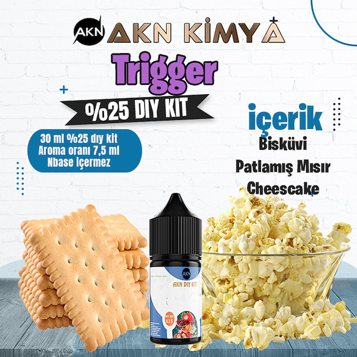 Trigger Yoğun Dıy Kit Bisküvi Patlamış Mısır Gıda Aroması %25 Oranda Aroma İçerir (Hazır Değildir )