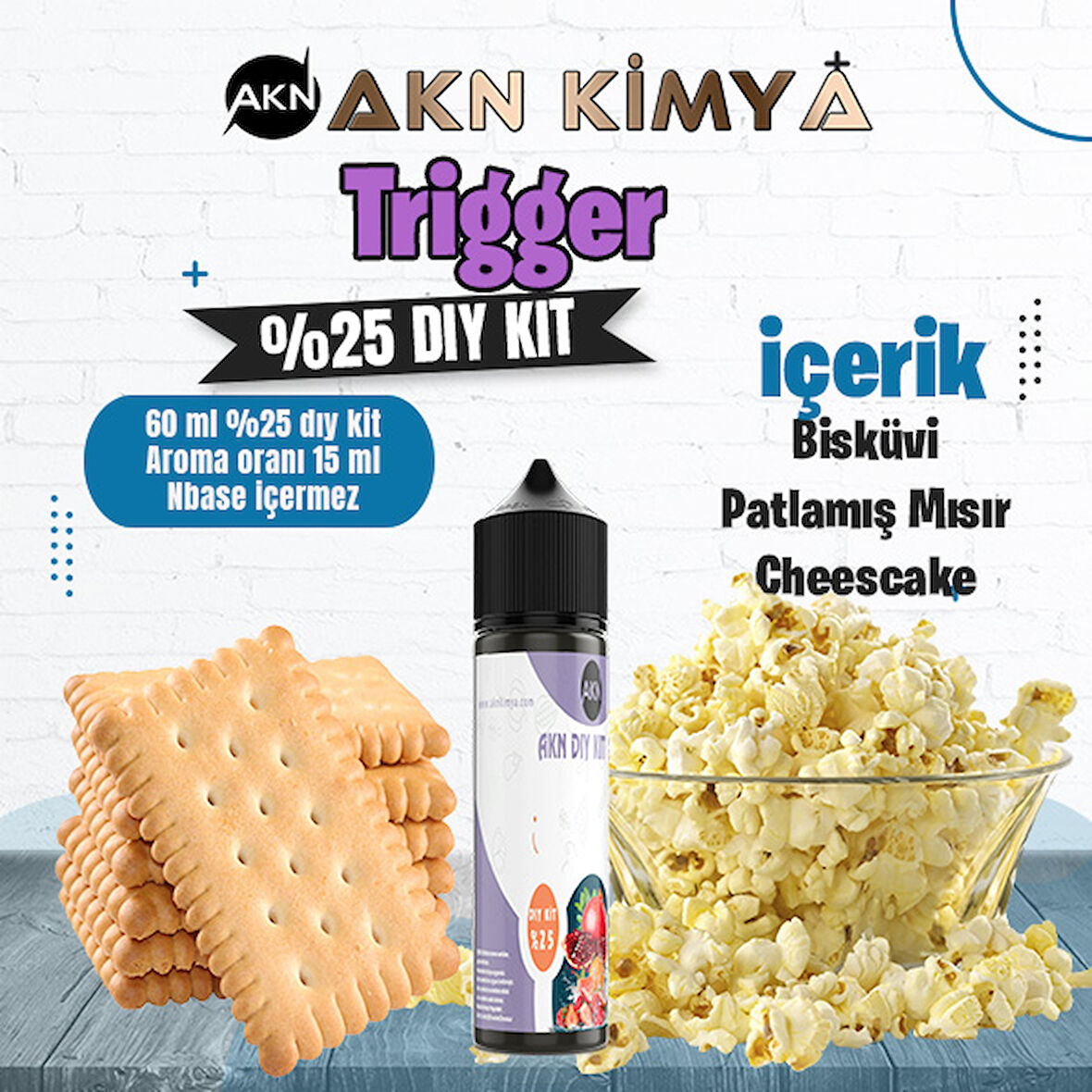 Trigger Yoğun Dıy Kit Bisküvi Patlamış Mısır Gıda Aroması %25 Oranda Aroma İçerir (Hazır Değildir )