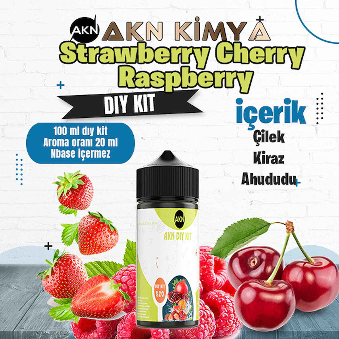 Strawberry Cherry Raspberry Dıy Kit Çilek Kiraz Ahududu Gıda Aroması %20 Oranda Aroma İçerir (Hazır Değildir )