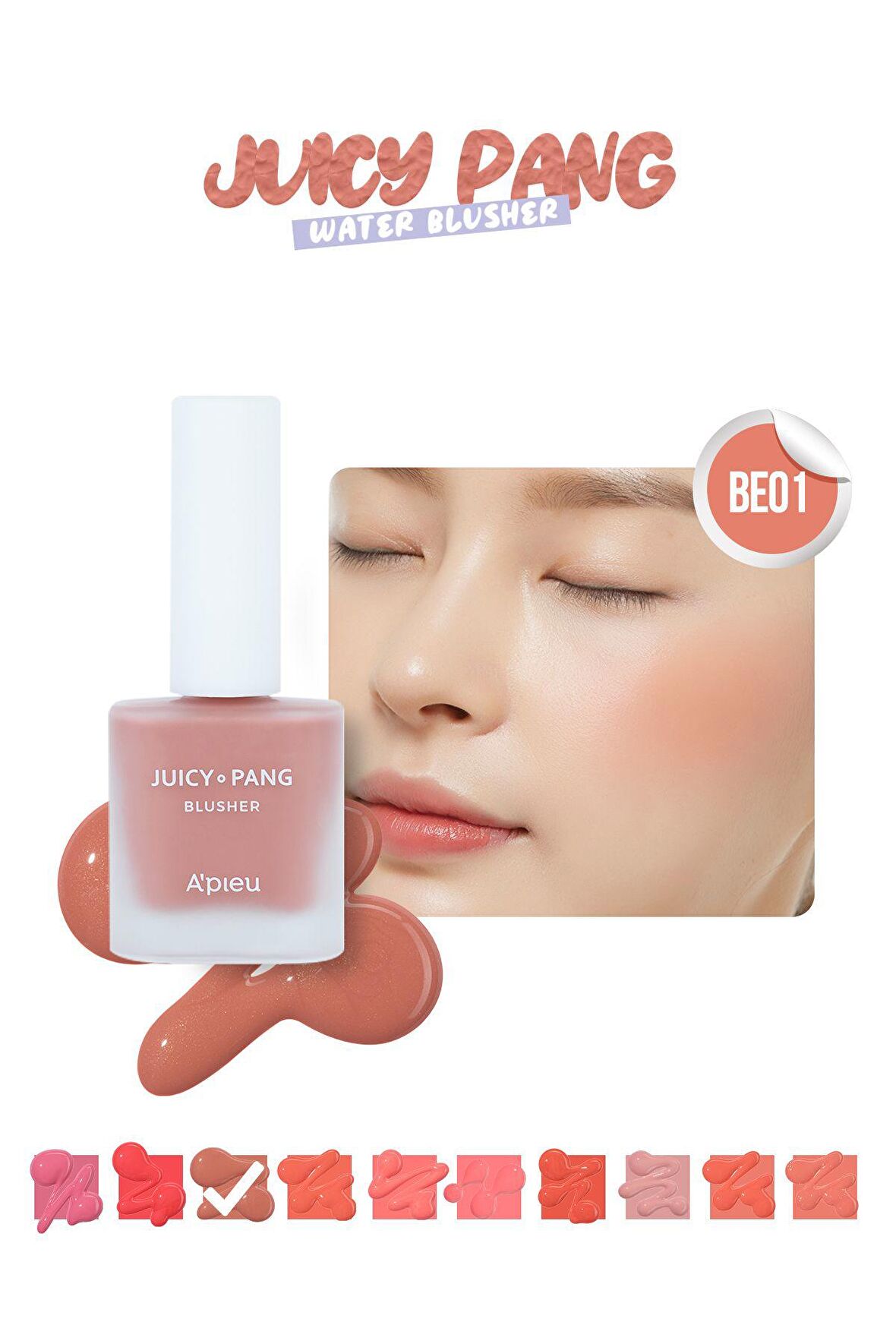 Doğal Görünüm Sunan Nemlendirici Likit Allık 9g. APIEU Juicy-Pang Water Blusher (BE01)