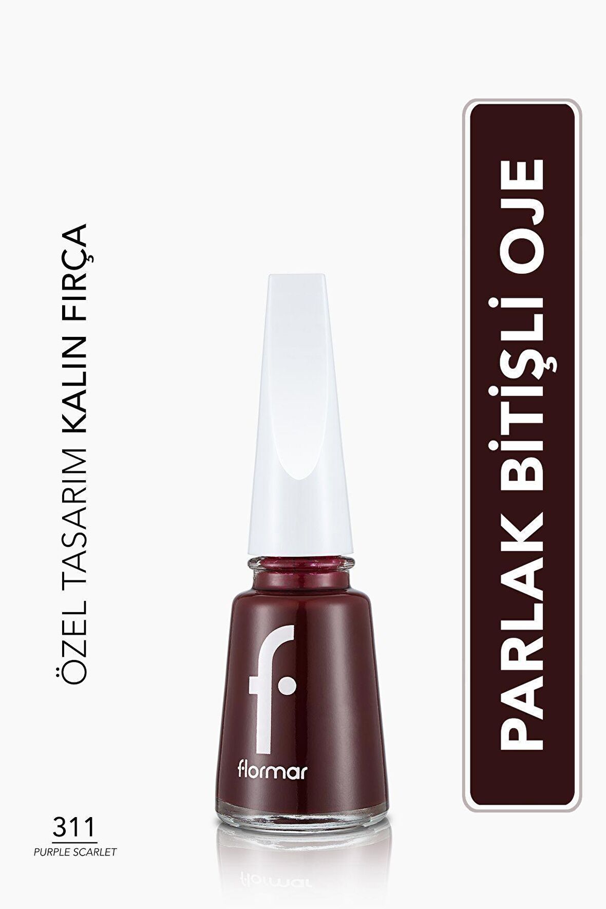 Flormar Klasik Parlak Bitişli Yüksek Pigmentli Oje - Nail Enamel- 311 Purple Scarlet New- 8682536035866