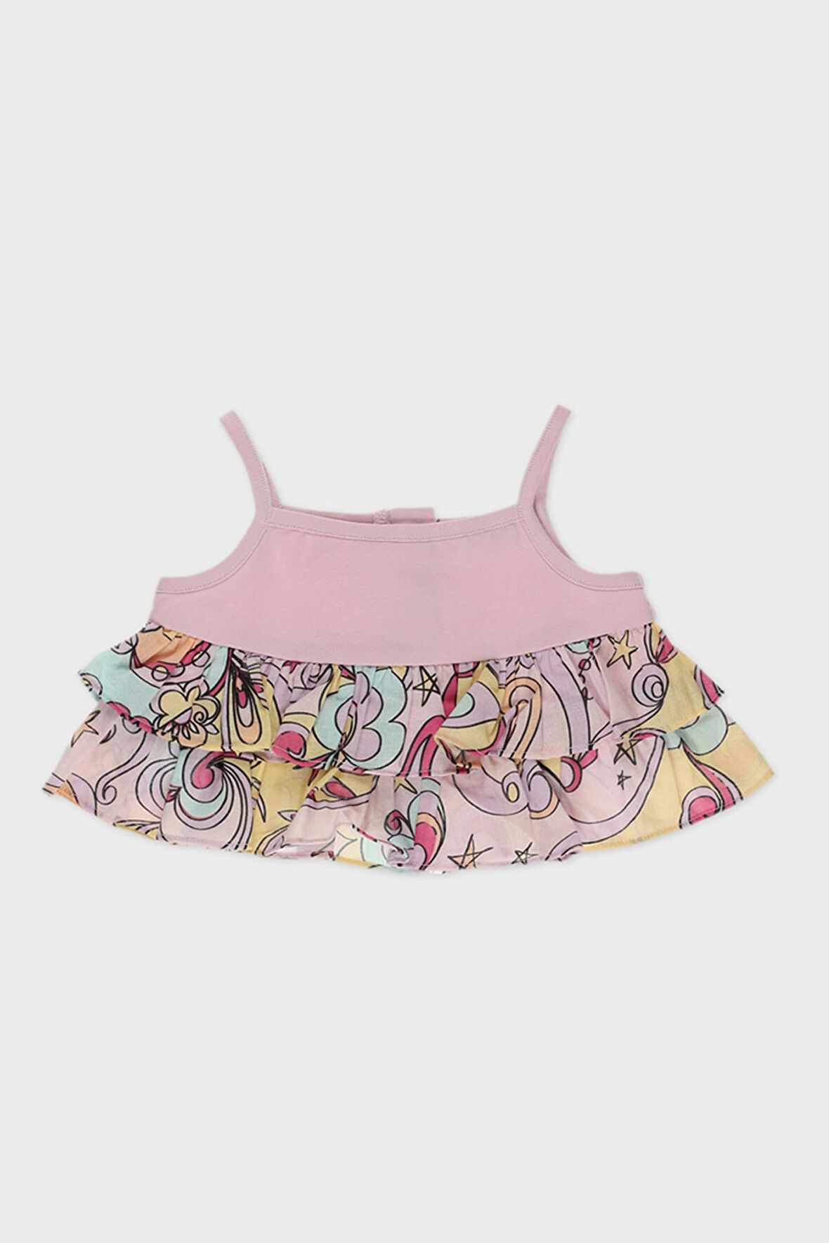 Panço Kız Çocuk Fırfırı Desenli Atlet Pembe