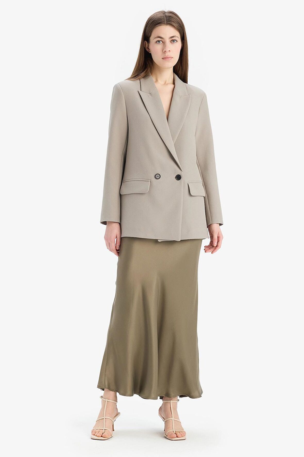 DeFacto A Kesim Normal Bel Saten Midi Etek B1867AX25SPKH474