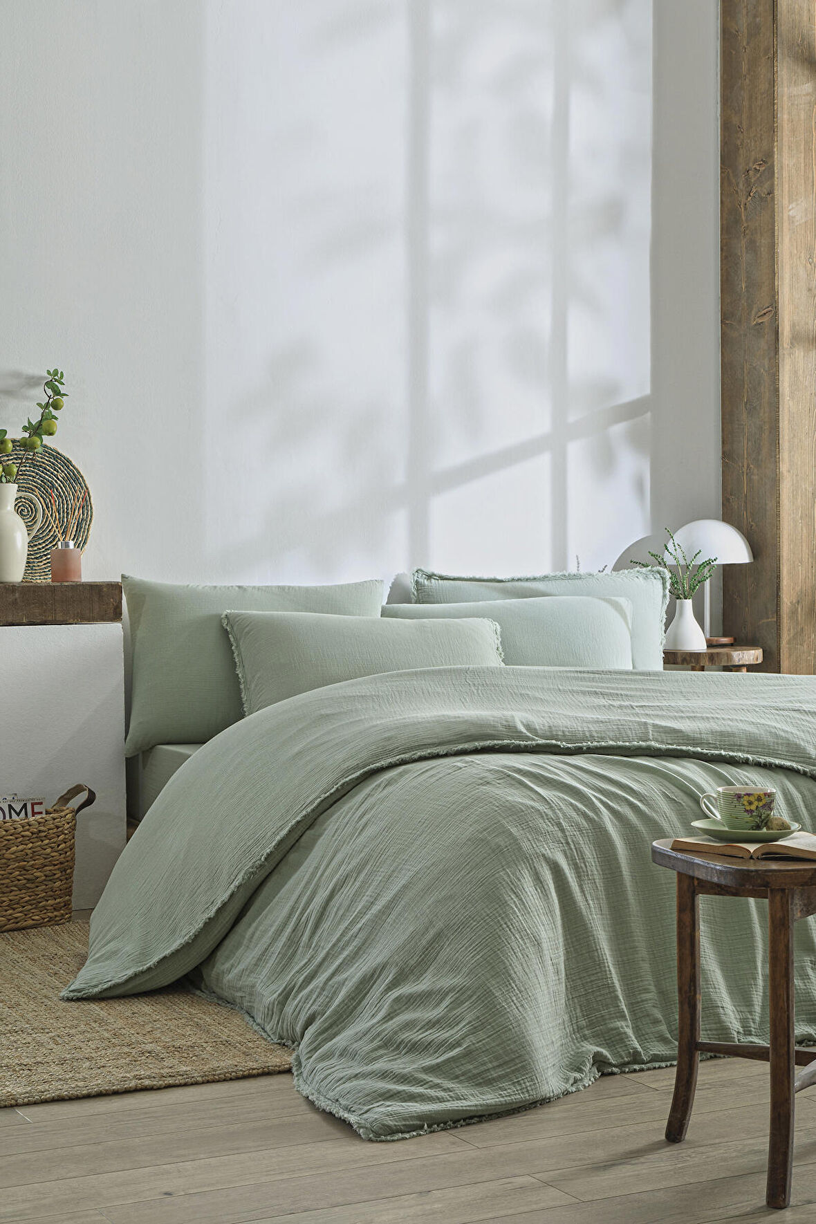 Özdilek Sofia Çift Kişilik Lastikli Fitted Çarşaf Müslin Nevresim Takımı