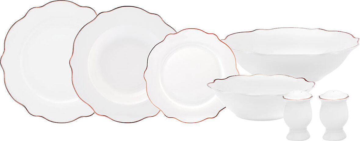 Karaca Daisy Rose Wave Shape Bol Kaseli 27 Parça 6 Kişilik Porselen Yemek Takımı