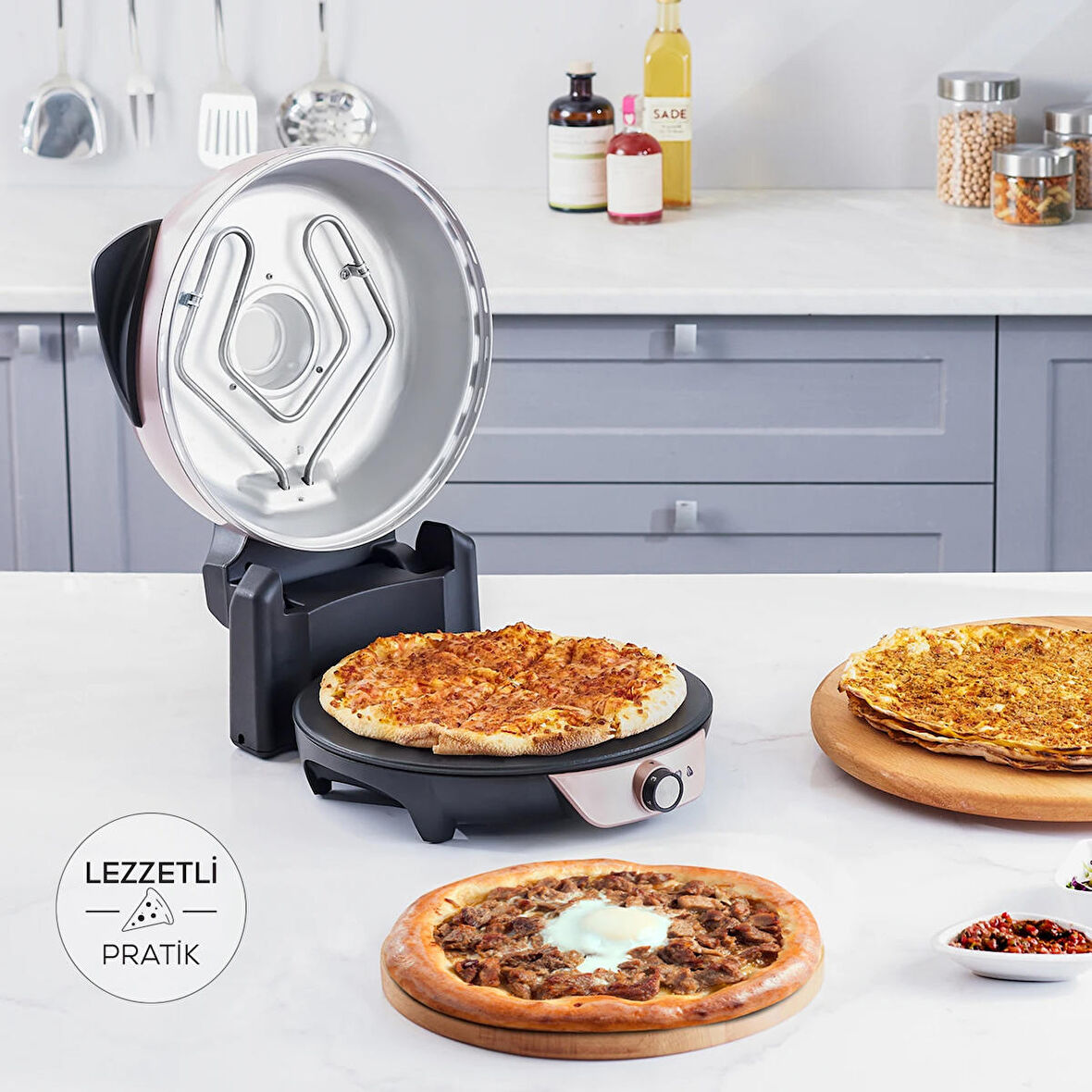 Karaca Gastro 10 In 1 Pizza Ve Lahmacun Makinesi Biodiamond Rosegold New