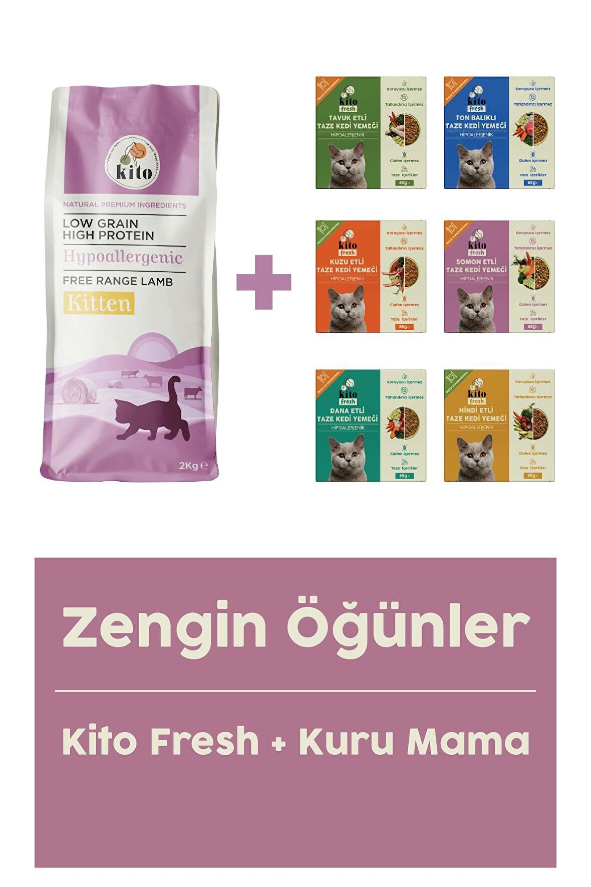 Yavru Kedi Maması 2 KG + Kedi Kito Fresh Tanışma Paketi