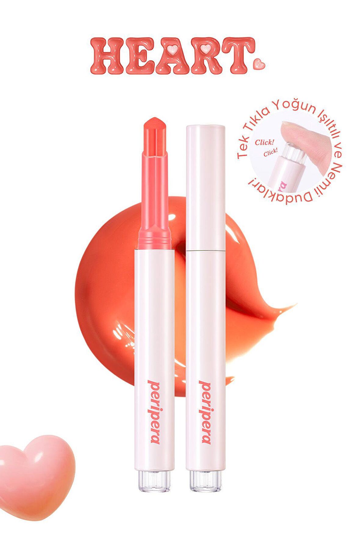 Yoğun Nemlendirici, Parlak Bitişli Balm Peripera Heart Jam Glow Lip (1 Peach Fondue)
