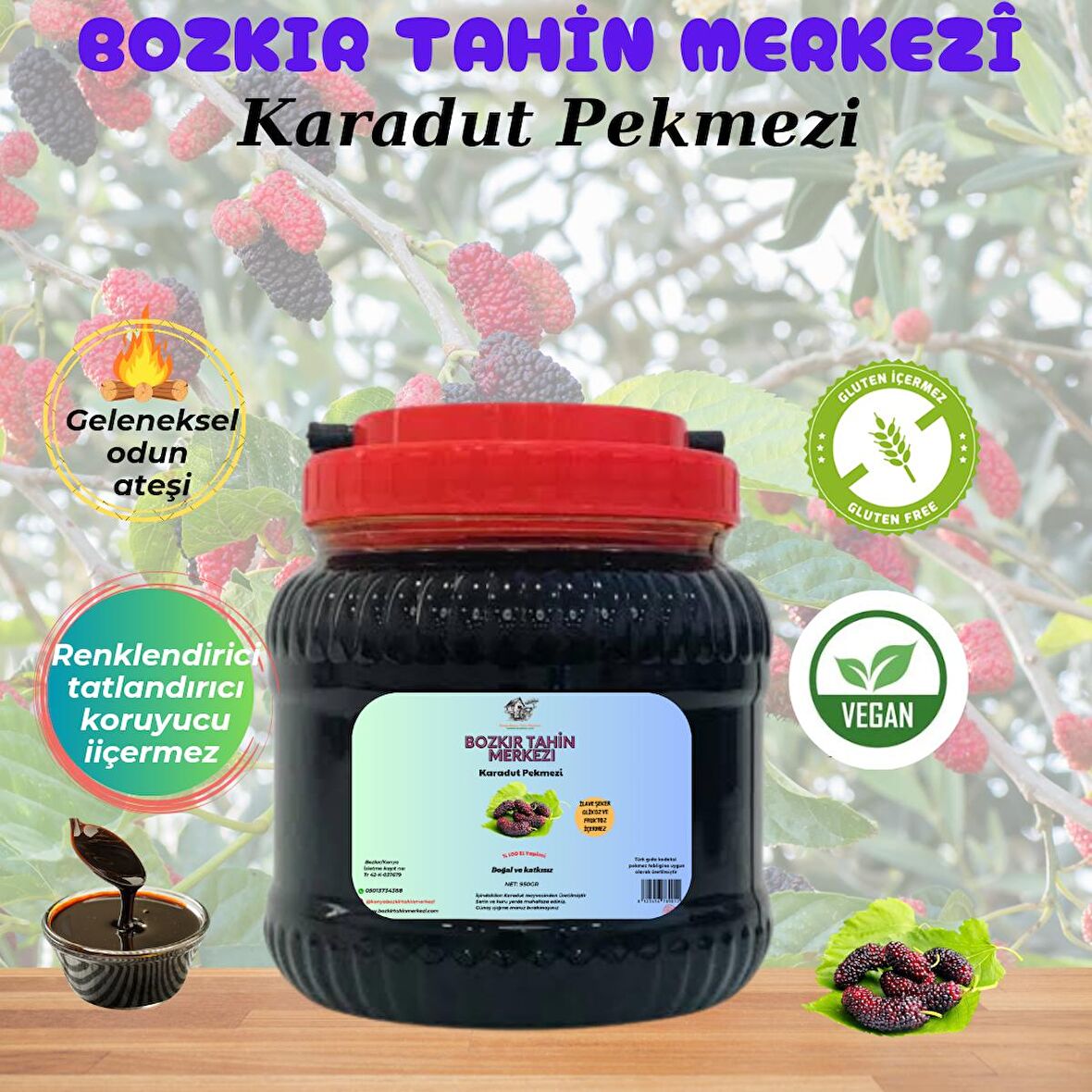 Bozkır Tahin Merkezi Karadut Köy Pekmezi 950 gr (Doğal&katkısız)