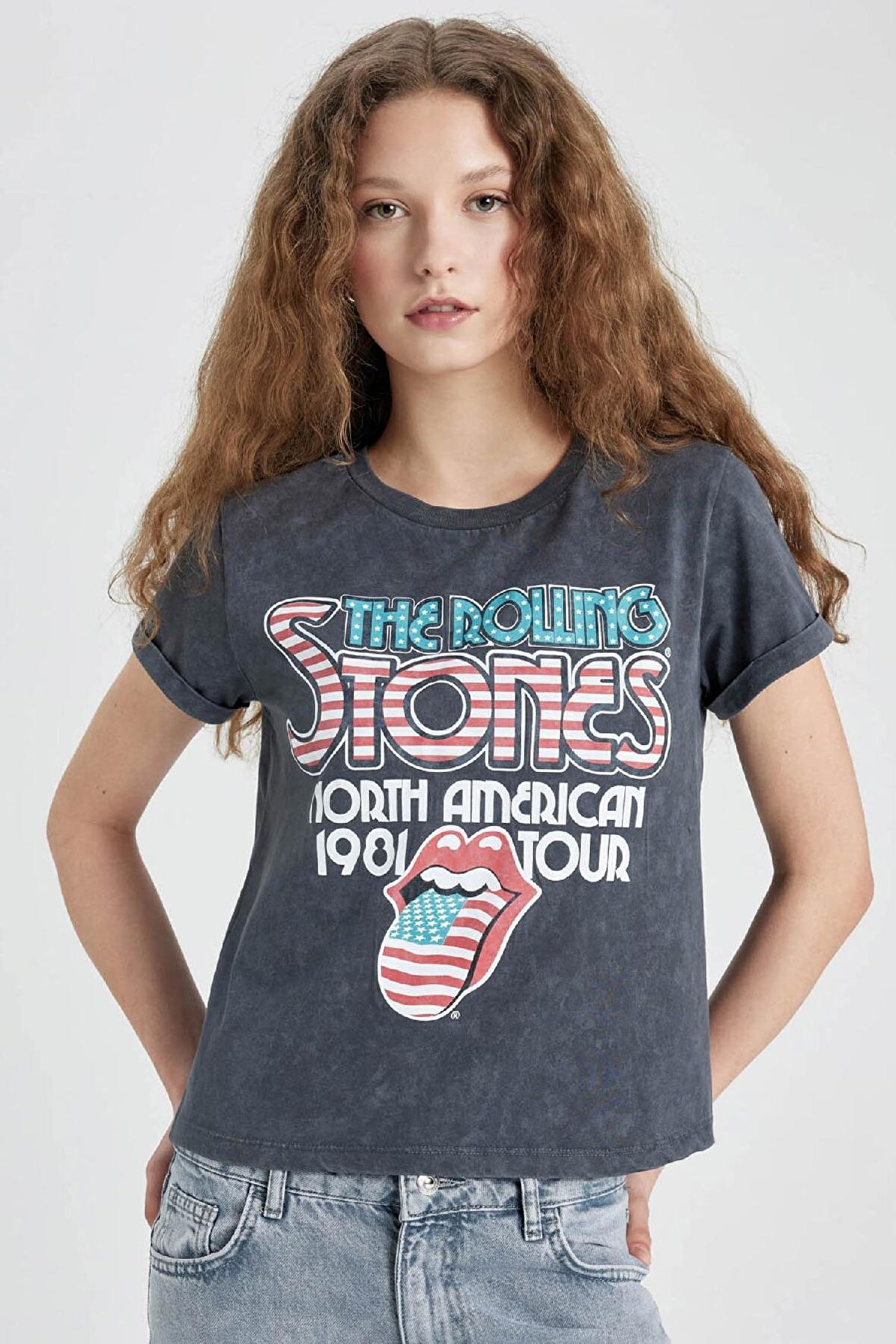 DeFacto Rolling Stones Regular Fit Bisiklet Yaka Kısa Kollu Tişört C4527AX24SMGR454