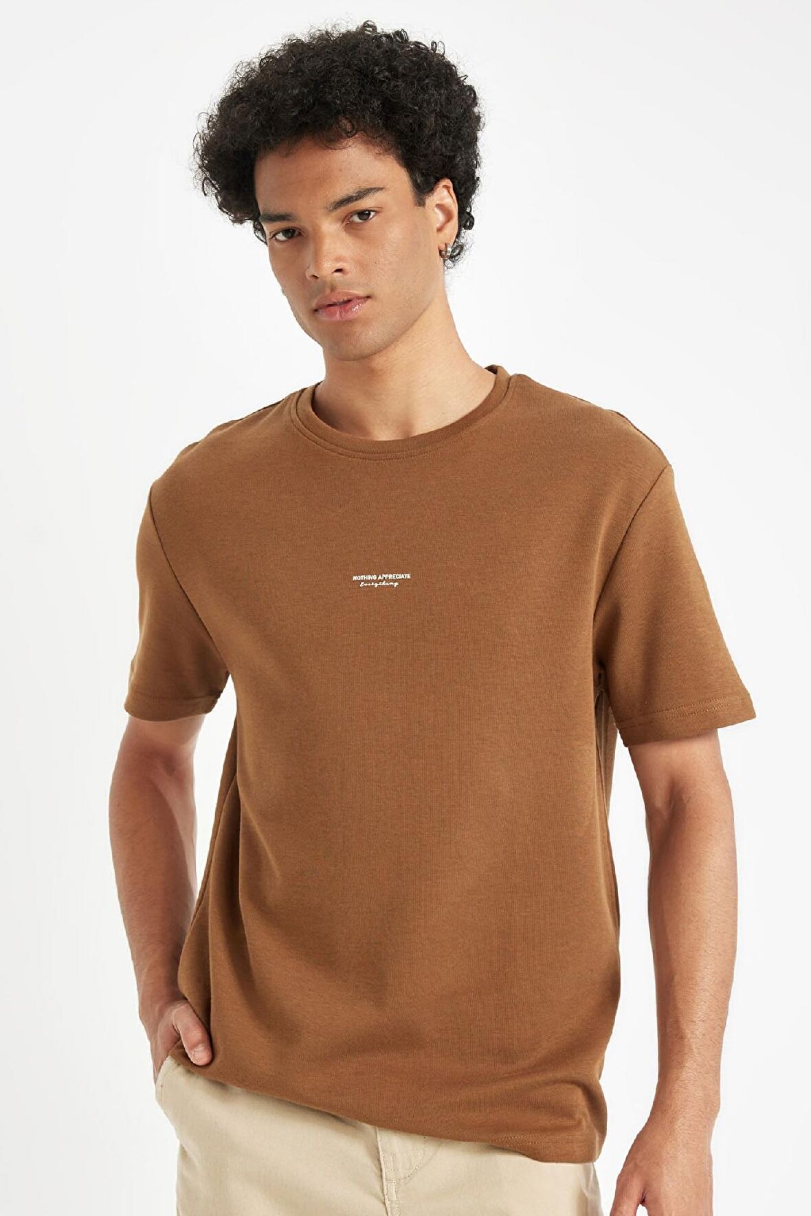 DeFacto Regular Fit Bisiklet Yaka Baskılı Ağır Kumaş Pamuklu Kısa Kollu Tişört B4217AX24AUBN497